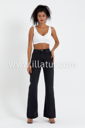 Женские джинсы клеш черные Illa Jeans 0014