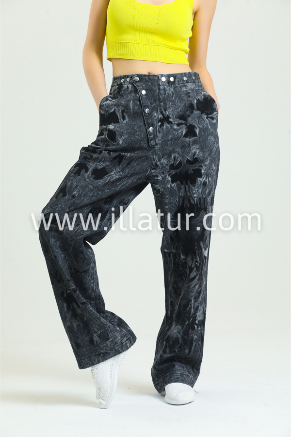 Женские джинсы тай дай черные Illa Jeans 0031
