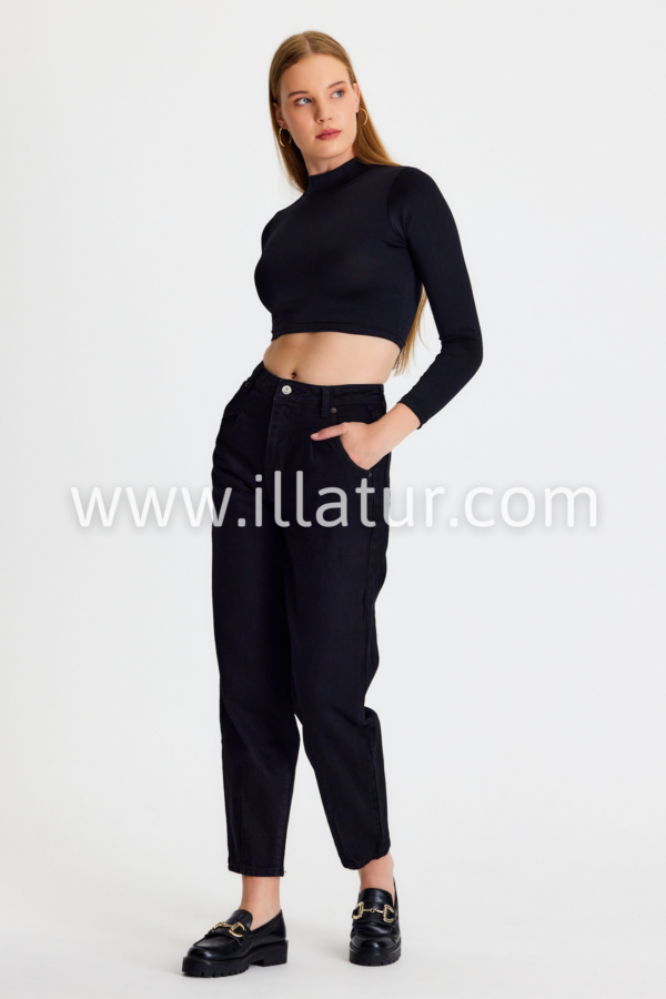 Женские джинсы слоучи черные Illa Jeans 0016